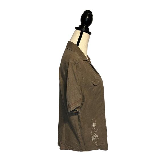 Vintage ERIKA Linen Blend 2 Pcs Outfit Shirt and Pants Women's Size Medium Brown - Picture 4 of 11